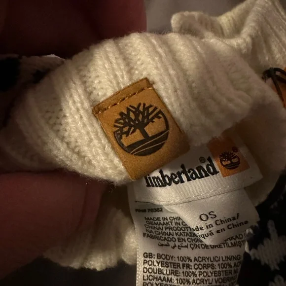 *HP* Timberland Womens Cream Fair Isle Fingerless Gloves Sherpa LINING : NWT - Picture 2 of 3